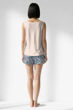 Woman Polyviscon Edelia Thick Strap Short Set - VienettaB - PEMBE