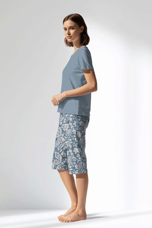 Woman Polyviscon Edelia Capri Set - VienettaB - PEMBE