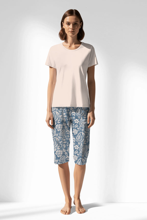 Woman Polyviscon Edelia Capri Set - VienettaB - PEMBE