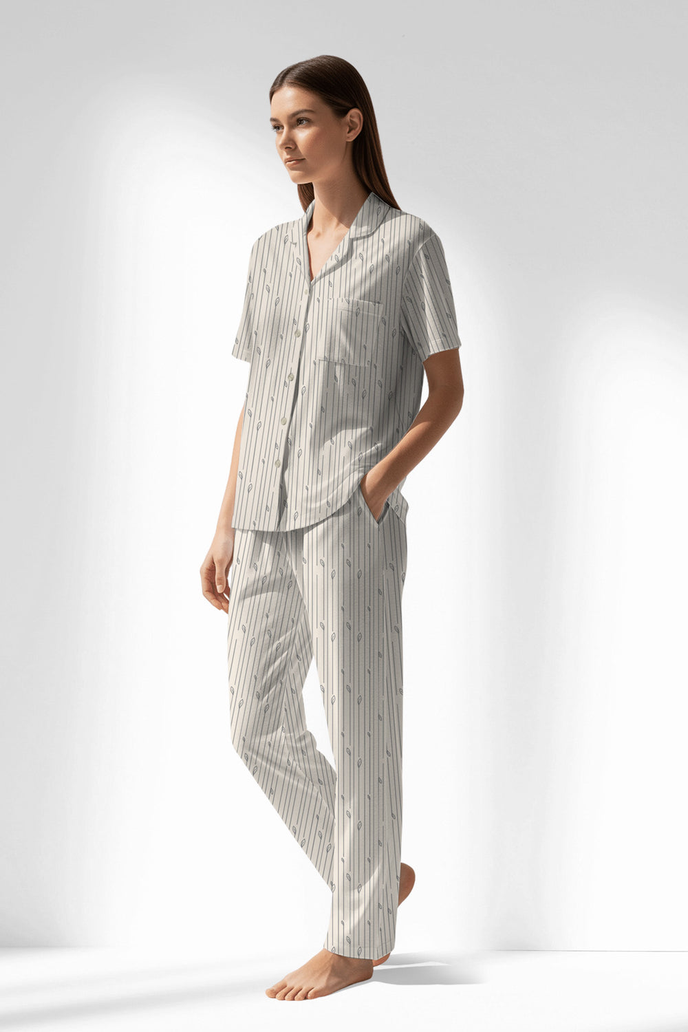 Woman Polyviscon Lina Buttoned Pyjama Set - VienettaROTASYON