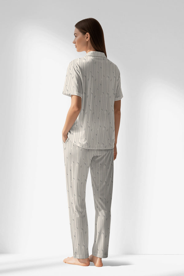 Woman Polyviscon Lina Buttoned Pyjama Set - VienettaROTASYON