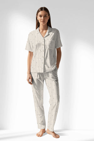 Woman Polyviscon Lina Buttoned Pyjama Set - VienettaROTASYON