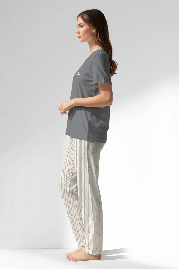 Woman Polyviscon Lina Pyjama Set - VienettaB - FUME