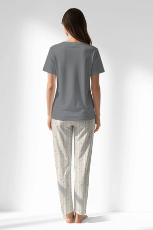 Woman Polyviscon Lina Pyjama Set - VienettaB - FUME