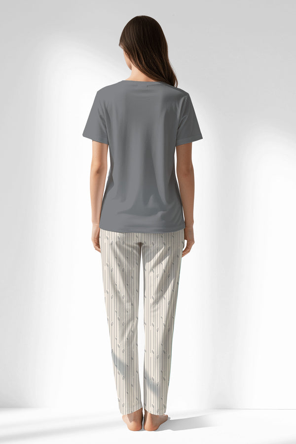 Woman Polyviscon Lina Pyjama Set - VienettaB - FUME