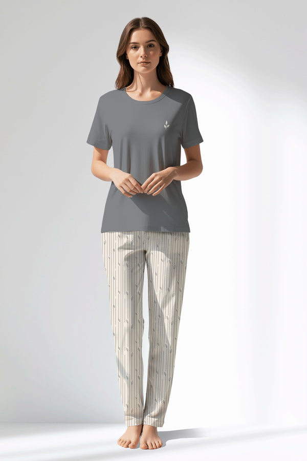 Woman Polyviscon Lina Pyjama Set - VienettaB - FUME