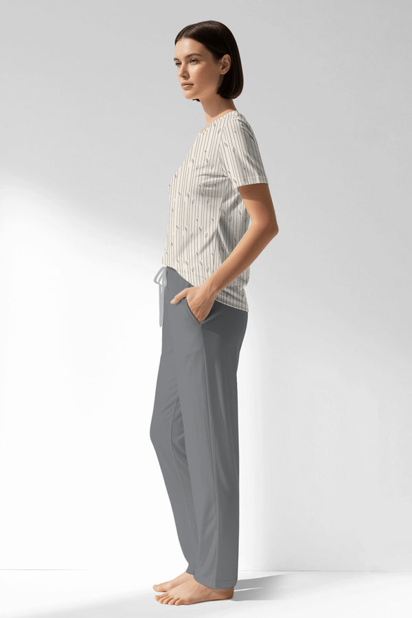 Woman Polyviscon Lina Pocket Detail Pyjama Set - VienettaB - ROTASYON