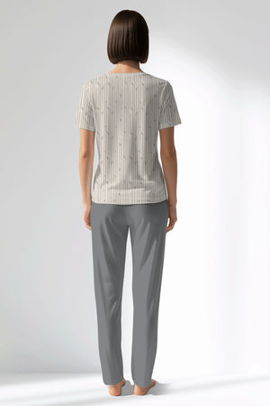 Woman Polyviscon Lina Pocket Detail Pyjama Set - VienettaB - ROTASYON