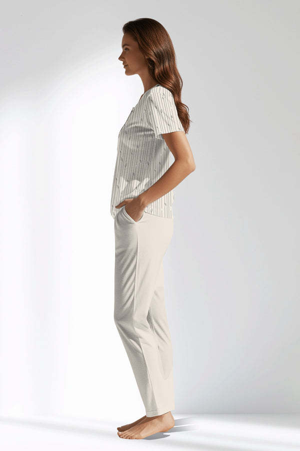 Woman Polyviscon Lina Buttoned Collar Pyjama Set - VienettaB - ROTASYON