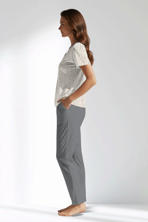 Woman Polyviscon Lina Buttoned Collar Pyjama Set - VienettaB - ROTASYON
