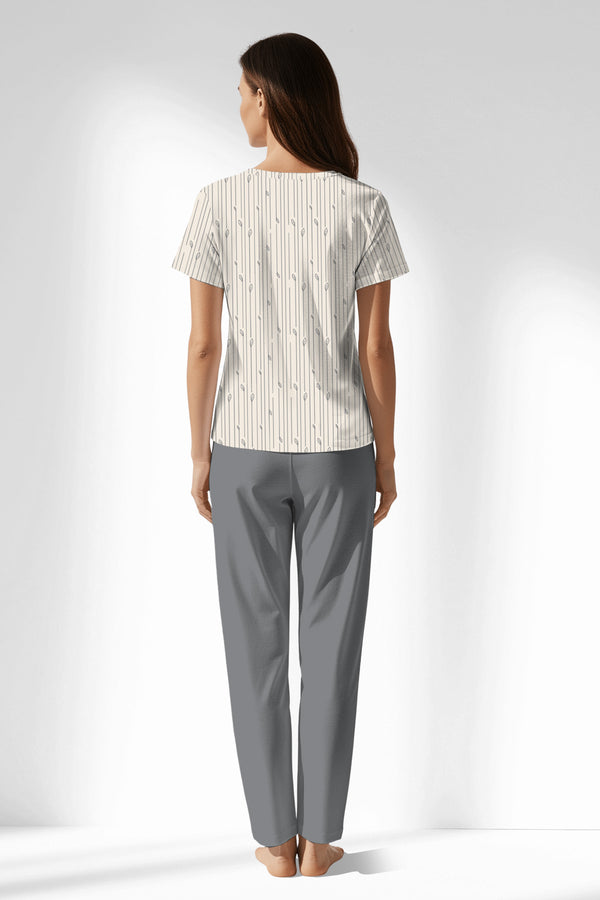 Woman Polyviscon Lina Buttoned Collar Pyjama Set - VienettaB - ROTASYON