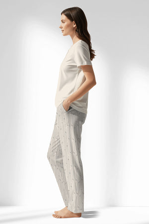 Woman Polyviscon Lina Drop Collar Pyjama Set - VienettaB - FUME