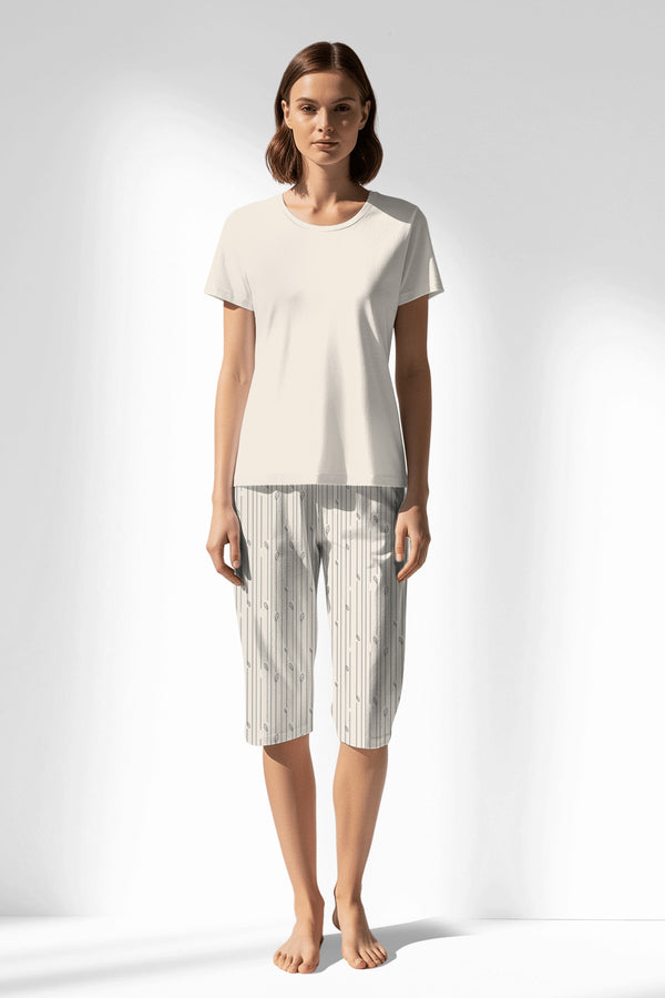 Woman Polyviscon Lina Capri Set - VienettaB - FUME