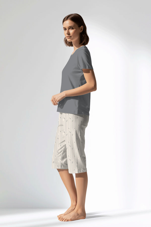 Woman Polyviscon Lina Capri Set - VienettaB - FUME