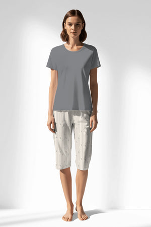 Woman Polyviscon Lina Capri Set - VienettaB - FUME