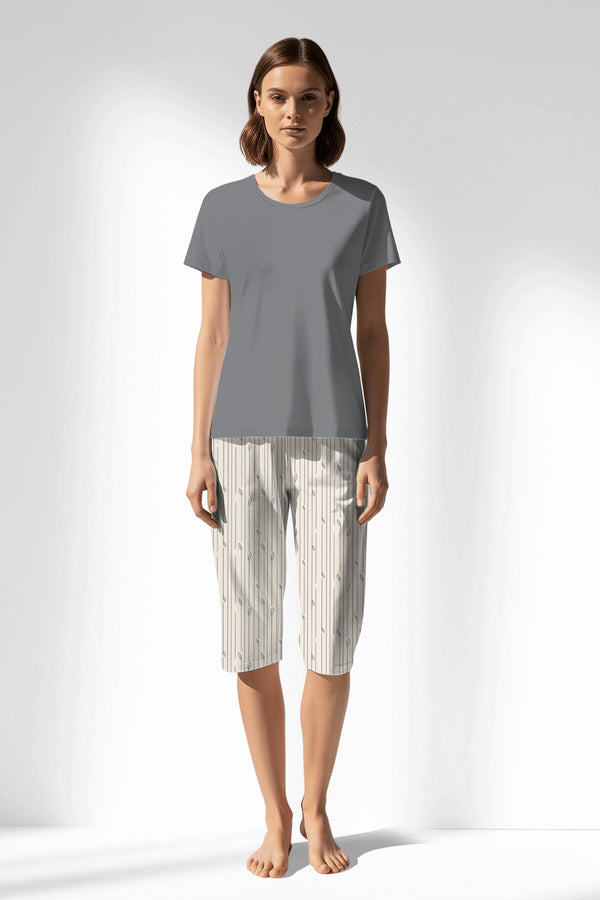 Woman Polyviscon Lina Capri Set - VienettaB - FUME