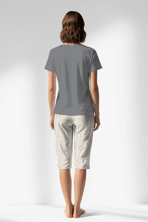 Woman Polyviscon Lina Capri Set - VienettaB - FUME