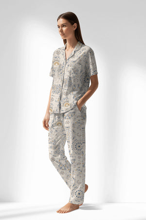Woman Polyviscon Fresco Buttoned Pyjama Set - VienettaROTASYON