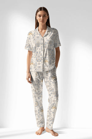 Woman Polyviscon Fresco Buttoned Pyjama Set - VienettaROTASYON