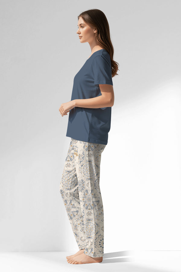 Woman Polyviscon Fresco Pyjama Set - VienettaB - CHINA BLUE