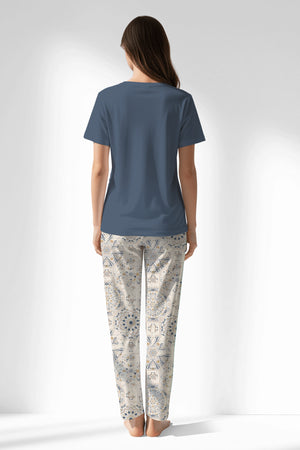 Woman Polyviscon Fresco Pyjama Set - VienettaB - CHINA BLUE
