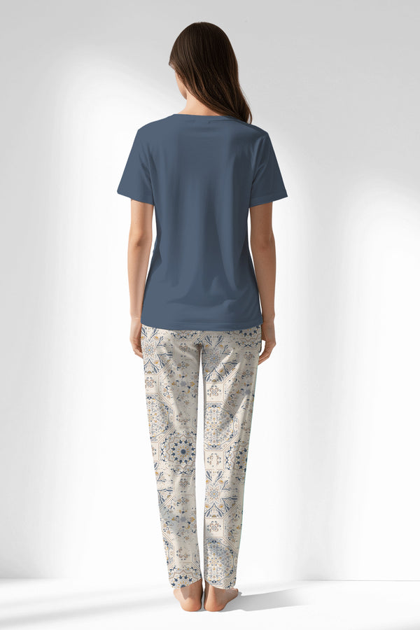 Woman Polyviscon Fresco Pyjama Set - VienettaB - CHINA BLUE