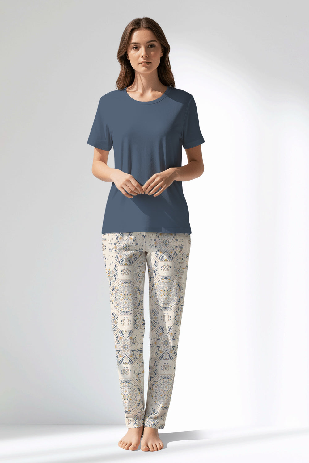 Woman Polyviscon Fresco Pyjama Set - VienettaA - HONEY GOLD