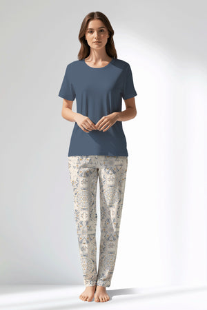 Woman Polyviscon Fresco Pyjama Set - VienettaB - CHINA BLUE