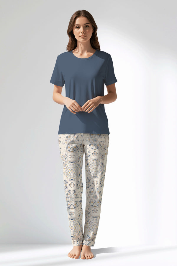 Woman Polyviscon Fresco Pyjama Set - VienettaB - CHINA BLUE