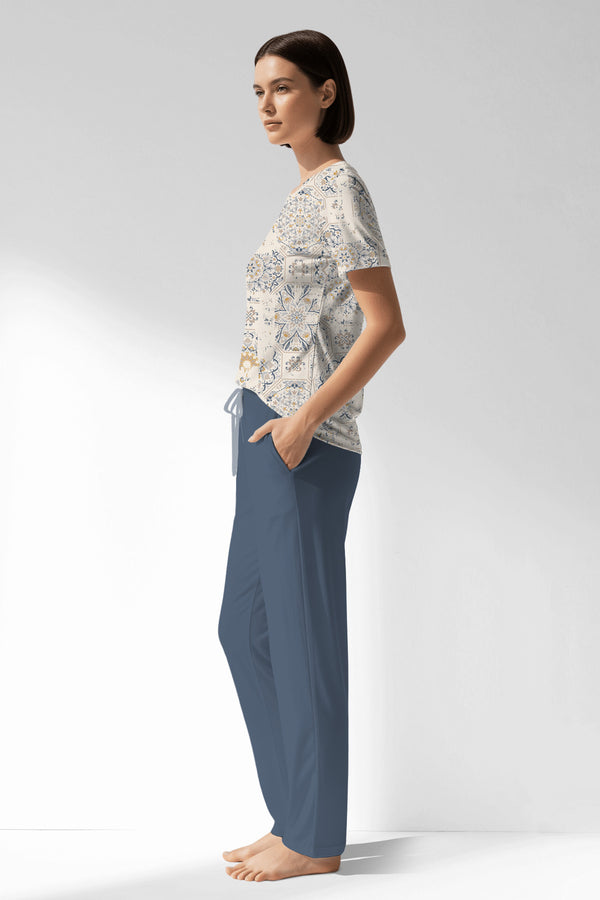 Woman Polyviscon Lina Pocket Detail Pyjama Set - VienettaB - ROTASYON