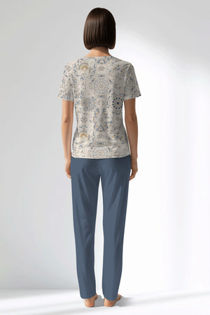 Woman Polyviscon Lina Pocket Detail Pyjama Set - VienettaB - ROTASYON