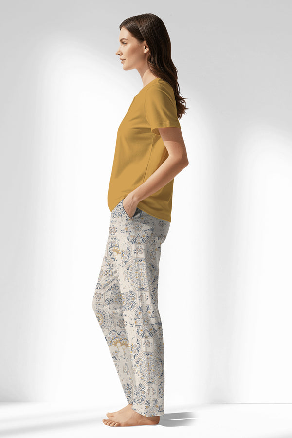 Woman Polyviscon Fresco Drop Collar Pyjama Set - VienettaB - CHINA BLUE