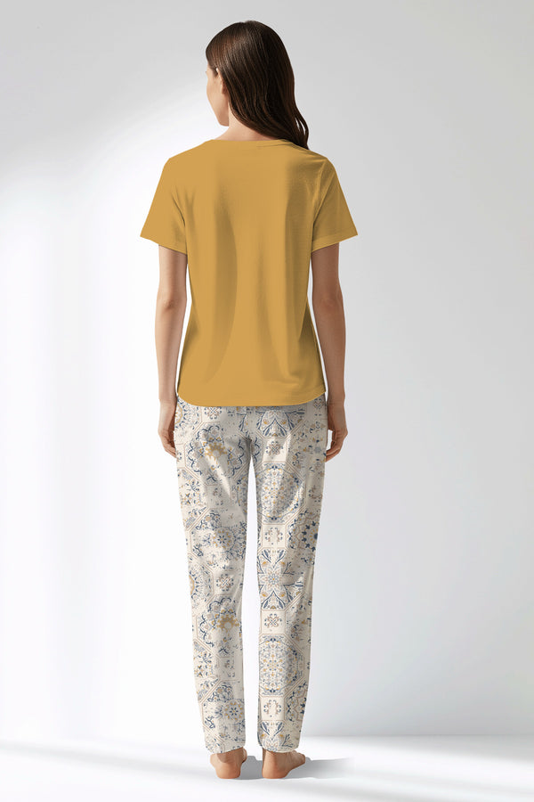 Woman Polyviscon Fresco Drop Collar Pyjama Set - VienettaB - CHINA BLUE