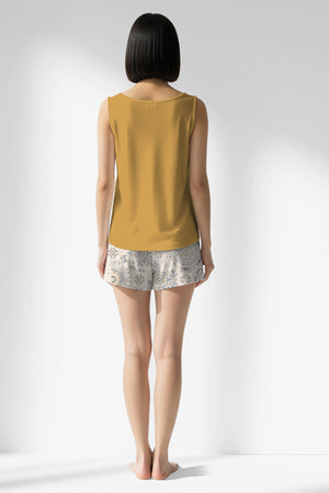 Woman Polyviscon Fresco Thick Strap Short Set - VienettaB - CHINA BLUE