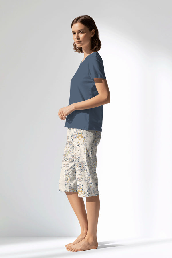 Woman Polyviscon Fresco Capri Set - VienettaB - CHINA BLUE