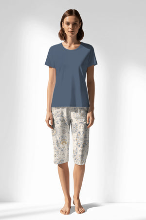 Woman Polyviscon Fresco Capri Set - VienettaB - CHINA BLUE