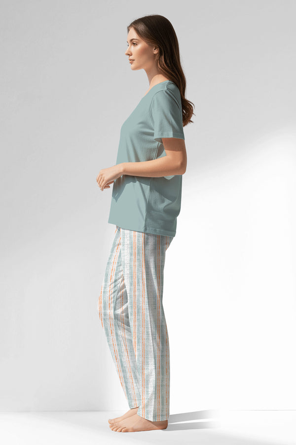 Woman Polyviscon Liner Pyjama Set - VienettaBLUE HAZE