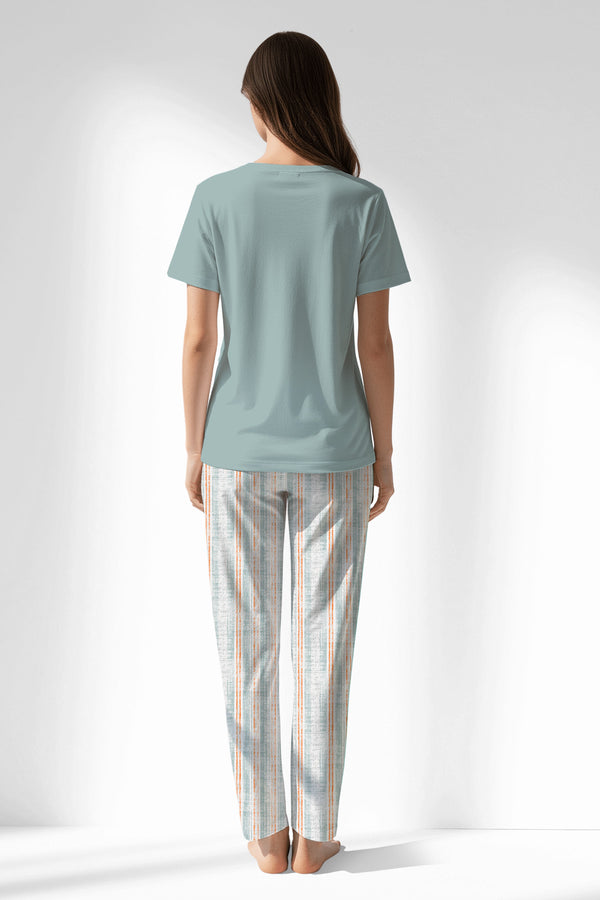 Woman Polyviscon Liner Pyjama Set - VienettaBLUE HAZE