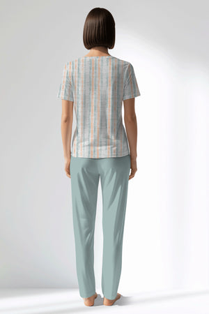 Woman Polyviscon Liner Pocket Detail Pyjama Set - VienettaROTASYON