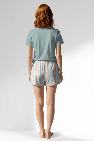 Woman Polyviscon Liner Short Set - VienettaBLUE HAZE