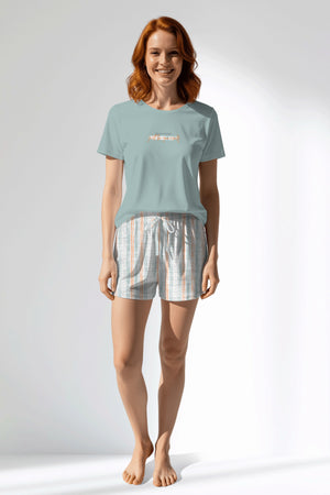 Woman Polyviscon Liner Short Set - VienettaBLUE HAZE