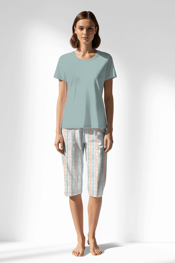 Woman Polyviscon Liner Capri Set - VienettaBLUE HAZE