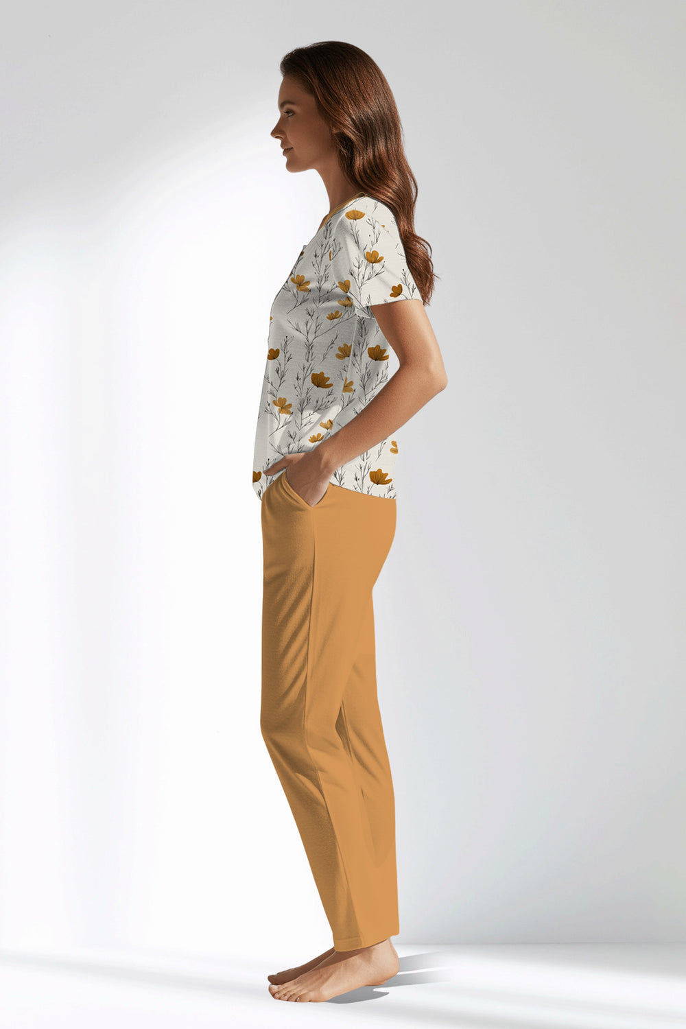 Woman Polyviscon Linora Buttoned Collar Pyjama Set - VienettaROTASYON