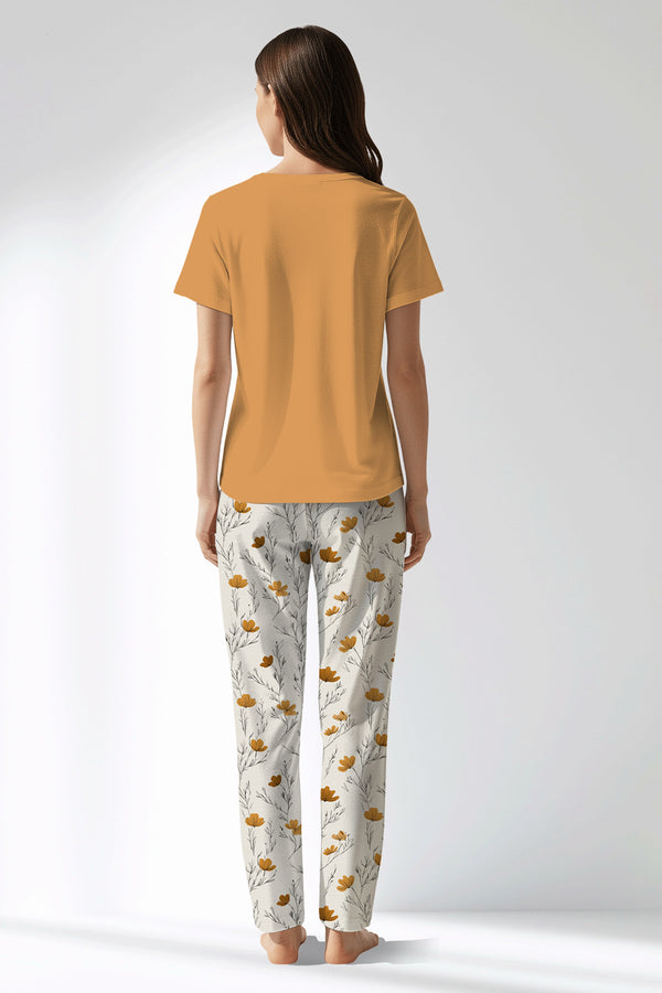 Woman Polyviscon Linora Drop Collar Pyjama Set - VienettaGOLDEN NUGGET