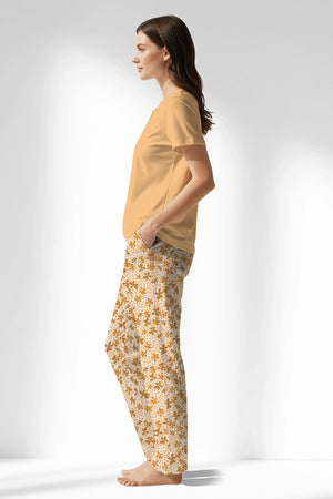 Woman Polyviscon Mellow Drop Collar Pyjama Set - VienettaSUNBURST