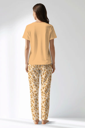 Woman Polyviscon Mellow Drop Collar Pyjama Set - VienettaSUNBURST