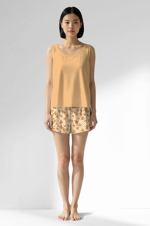 Woman Polyviscon Mellow Thick Strap Short Set - VienettaSUNBURST