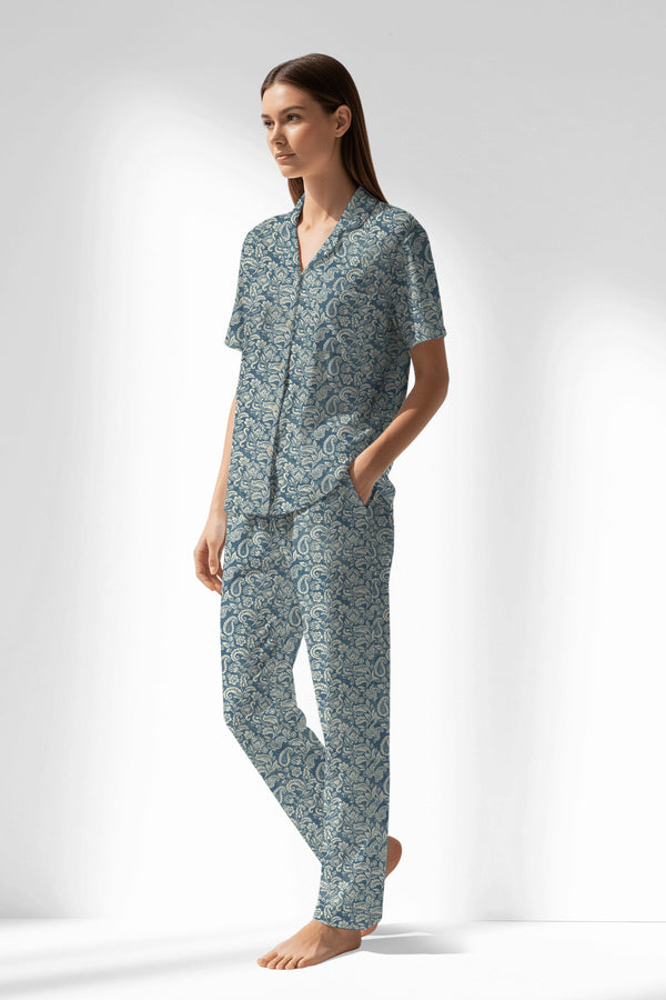 Woman Polyviscon Noble Buttoned Pyjama Set - VienettaROTASYON