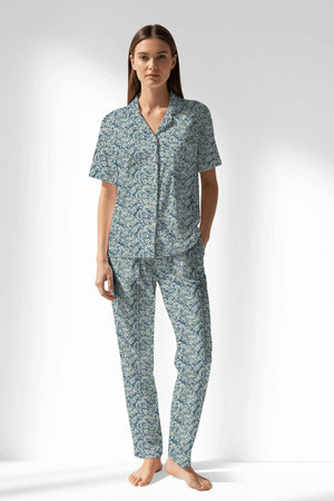 Woman Polyviscon Noble Buttoned Pyjama Set - VienettaROTASYON