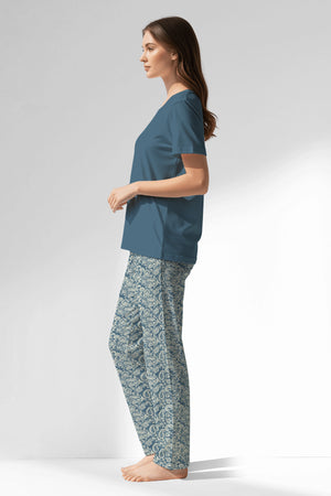 Woman Polyviscon Noble Pyjama Set - VienettaSMOKE BLUE